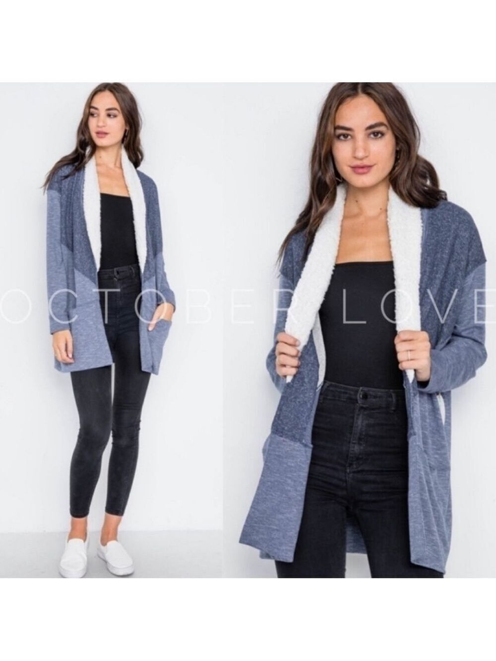 Casual Bohemian Cardigan Navy & White Soft Cozy Comfort Size S/M or M/L New!